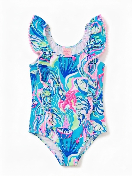 Tommy Bahama Other - Tommy Bahama Ruffled One-Piece Swimsuit - Vibrant Blue Multi